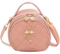 GUOXU Semi-circular fashionable women's crossbody bag handbag, diamond-patterned embroidered color crossbody bag fashionable women's bag(Pink)