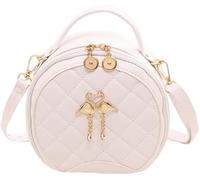 GUOXU Semi-circular fashionable women's crossbody bag handbag, diamond-patterned embroidered color crossbody bag fashionable women's bag(White)
