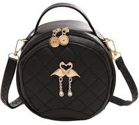 GUOXU Semi-circular fashionable women's crossbody bag handbag, diamond-patterned embroidered color crossbody bag fashionable women's bag(Black)