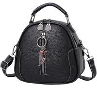 GUOXU Shoulder bag Autumn ladies shoulder bag cute pendant handbag messenger bag trendy female bag(Black)