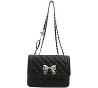 GUOXU Shoulder Bag Chain Bag Crossbody Small Square Bag(Black)