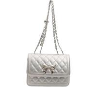 GUOXU Shoulder Bag Chain Bag Crossbody Small Square Bag(Silver)
