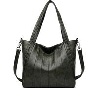 GUOXU Shoulder bag Patchwork Soft Leather Handbags， Women Bags Ladies Large Shoulder Crossbody Hand Bags for Women(Green)