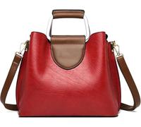 GUOXU Shoulder bag Soft Leather Shoulder Bag， Women Purses And Handbags ，Big Capacity Bags For Lady Bucket Bag(Red)
