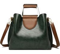 GUOXU Shoulder bag Soft Leather Shoulder Bag， Women Purses And Handbags ，Big Capacity Bags For Lady Bucket Bag(Green)