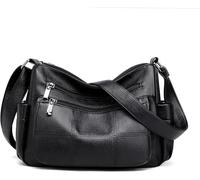 GUOXU Shoulder bag Vintage Shoulder Bags For Women,Leather Crossbody PU Handbags ,Ladies Shopper Bags Purses(Black)