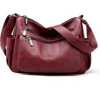 GUOXU Shoulder bag Vintage Shoulder Bags For Women,Leather Crossbody PU Handbags ,Ladies Shopper Bags Purses(Red)