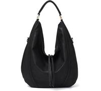 GUOXU Shoulder bag Women Handbags Soft Ladies Leather Shoulder Bags Hollow Out Large Female Zipper Bag(Black)