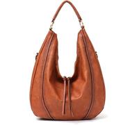 GUOXU Shoulder bag Women Handbags Soft Ladies Leather Shoulder Bags Hollow Out Large Female Zipper Bag(Tan)