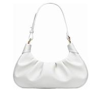 GUOXU Shoulder Bag Wrinkles Crescent Leather Clutch Purses Hobo Bags Crossbody Purse Adjustable Shoulder Strap(Beige)
