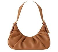 GUOXU Shoulder Bag Wrinkles Crescent Leather Clutch Purses Hobo Bags Crossbody Purse Adjustable Shoulder Strap(Brown)