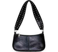 GUOXU Small shoulder bag wallet, fashionable leather crossbody bag, cute clutch wallet, zipper crossbody bag(A Black)