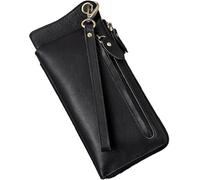 GUOXU Stylish handheld wallet, RFID men's wallet, and block soft touch slim men's coin wallet(Black)