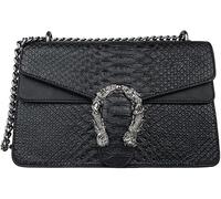 GUOXU The woman's crossbody bag with chain, clutch, leather bag, black