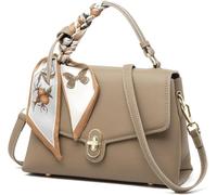 GUOXU Top Handle Bags for Women Small Leather Crossbody Bag Shoulder Bag Ladies Bag with Adjustable Shoulder Strap(Khaki)