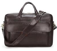GUOXU Top Layer Cowhide Men's Inch Laptop Bag Shoulder Bag Business Briefcase(Brown-1)