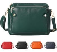 GUOXU Triple Zip Small Crossbody Bag for Women Trendy PU Leather Clutch Wallet Purse Satchel Shoulder Handbags(Green)