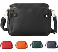 GUOXU Triple Zip Small Crossbody Bag for Women Trendy PU Leather Clutch Wallet Purse Satchel Shoulder Handbags(Black)