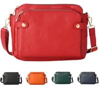 GUOXU Triple Zip Small Crossbody Bag for Women Trendy PU Leather Clutch Wallet Purse Satchel Shoulder Handbags(Wine)