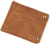 GUOXU Vintage Crazy Horse Leather Purse Leather Short Purse Classic Cowhide Purse Casual Coin Purse