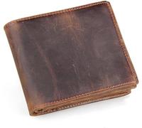 GUOXU Vintage Fashion Men's wallet Vintage Wallet Leather cut wallet(Dark Brown)