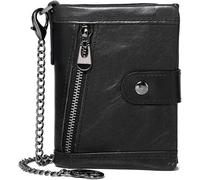 GUOXU Vintage style leather chain wallet RFID block ancient leather wallet cardholder