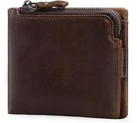 GUOXU Wallet Anti-Theft Brush Leather Short Wallet Multi-Slot Vintage Zipper Money Clip