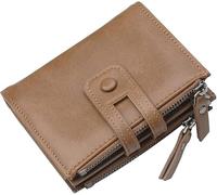 GUOXU Wallet, Men's RFID blocking wallet, Wallet Man function blocking smart wallet and coin pocket holders(Brown)