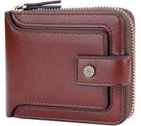 GUOXU Wallet, Men's wallet, Men's wallet Double folding leather wallet Blocking Coin Pocket Men's wallet(Bruin)