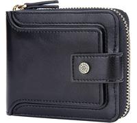 GUOXU Wallet, Men's wallet, Men's wallet Double folding leather wallet Blocking Coin Pocket Men's wallet(Black)