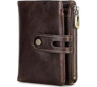 GUOXU Wallet, Men's Wallet, RFID Men's Wallet Avoid losing your wallet 1 TF card slot 1 SD card slot Gift box Buckle Automatic card box clog wallet(Bruin)