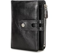 GUOXU Wallet, Men's Wallet, RFID Men's Wallet Avoid losing your wallet 1 TF card slot 1 SD card slot Gift box Buckle Automatic card box clog wallet(Black)