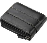 GUOXU Wallets，Mens Wallets， Leather Wallet for Men Protected with Coin Pocket Money Compartment Credit Card Coin Zipper Genuine Leather Wallet(Black)