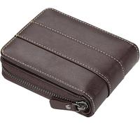 GUOXU Wallets，Mens Wallets， Leather Wallet for Men Protected with Coin Pocket Money Compartment Credit Card Coin Zipper Genuine Leather Wallet(Bruin)