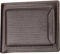 GUOXU Wallets，Mens Wallets， Super Slim Minimalist Front Pocket Credit Card Holder Banknote with Compartments Coin Pocket ID Window(Bruin)