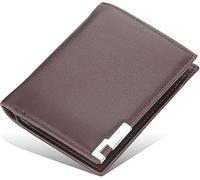 GUOXU Wallets，Mens Wallets， Wallets Mens Slim Blocking Genuine Leather Banknote Compartments Carbon Fibre Leather Minimalist Wallets(Bruin,Onecolor)