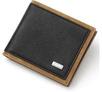 GUOXU Wallets，Mens Wallets， with Blocking Casual Two-fold Men's Short Wallet Horizontal Creative Thin Wallet(Black)