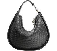 GUOXU Women Shoulder Bag Leather Crescent Bag Woven Bag Crossbody Purse for Women Adjustable Shoulder Strap(Black)