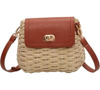 GUOXU Women Straw Bag Casual Travel Rattan Bags Crossbody Bags Woven Bag(Beige)
