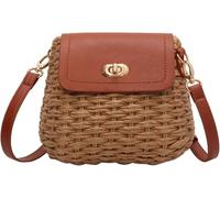GUOXU Women Straw Bag Casual Travel Rattan Bags Crossbody Bags Woven Bag(Brown)