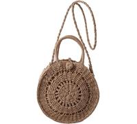 GUOXU Women Straw Bag Female Beach Woven Single Shoulder Handbag Crossbody Bag Woven Bag(Brown)