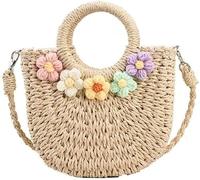 GUOXU Women Straw Bag Women's Holiday Crossbody Handbag Straw Beach Bag Woven Bag
