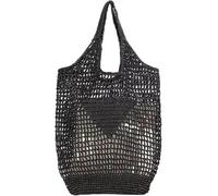 GUOXU Women Straw Woven Bag Mesh Hollow Woven Beach Bag Large Travel Shoulder Handbags Hobo Bag(Black)