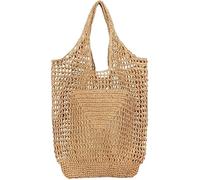 GUOXU Women Straw Woven Bag Mesh Hollow Woven Beach Bag Large Travel Shoulder Handbags Hobo Bag(Brown)