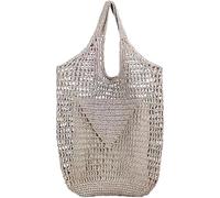 GUOXU Women Straw Woven Bag Mesh Hollow Woven Beach Bag Large Travel Shoulder Handbags Hobo Bag(Grey)