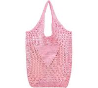 GUOXU Women Straw Woven Bag Mesh Hollow Woven Beach Bag Large Travel Shoulder Handbags Hobo Bag(Pink)