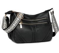 GUOXU Women's crossbody bag, fashionable and retro women's bag(Black)