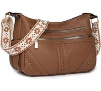 GUOXU Women's crossbody bag, fashionable and retro women's bag(Khaki)