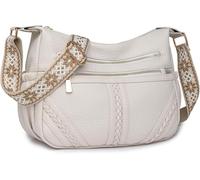 GUOXU Women's crossbody bag, fashionable and retro women's bag(White)