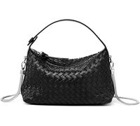GUOXU Woven Leather Crossbody Bag Handbag Evening Small Vegan Leather Purse Women Underarm Bag(Black)